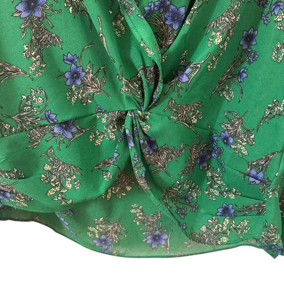 Heartloom Revolve Floral Surplice Wrap Long Sleeve Blouse Green Size M - Picture 6 of 11